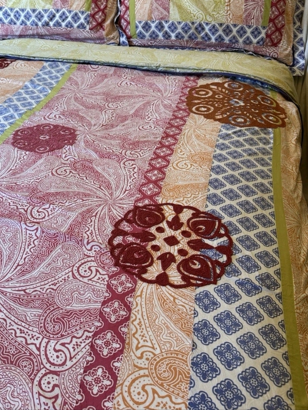 Style & Co Boho TWIN Duvet Cover Cotton Floral Patchwork Embroidery NEW